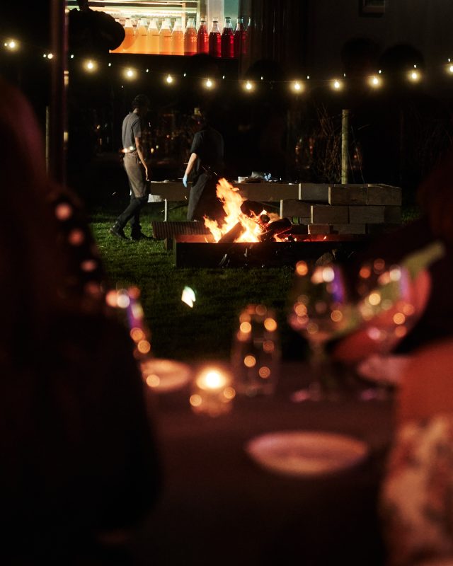Warming fires at Oakridge Restaurant's winter event, Yarra Valley, Victoria